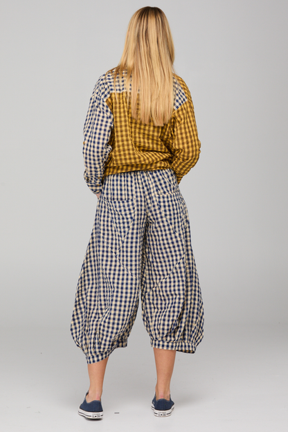 Guru Pant - Navy Gingham Seersucker