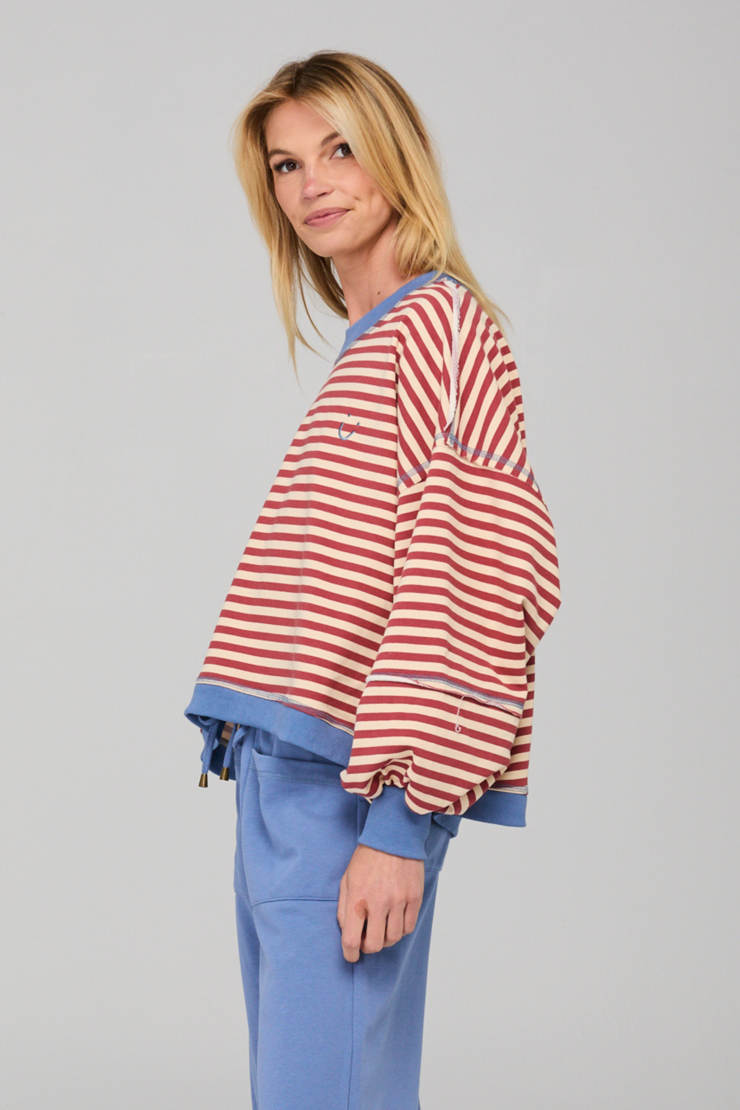 Guru Sweater - Washed Maroon Stripe