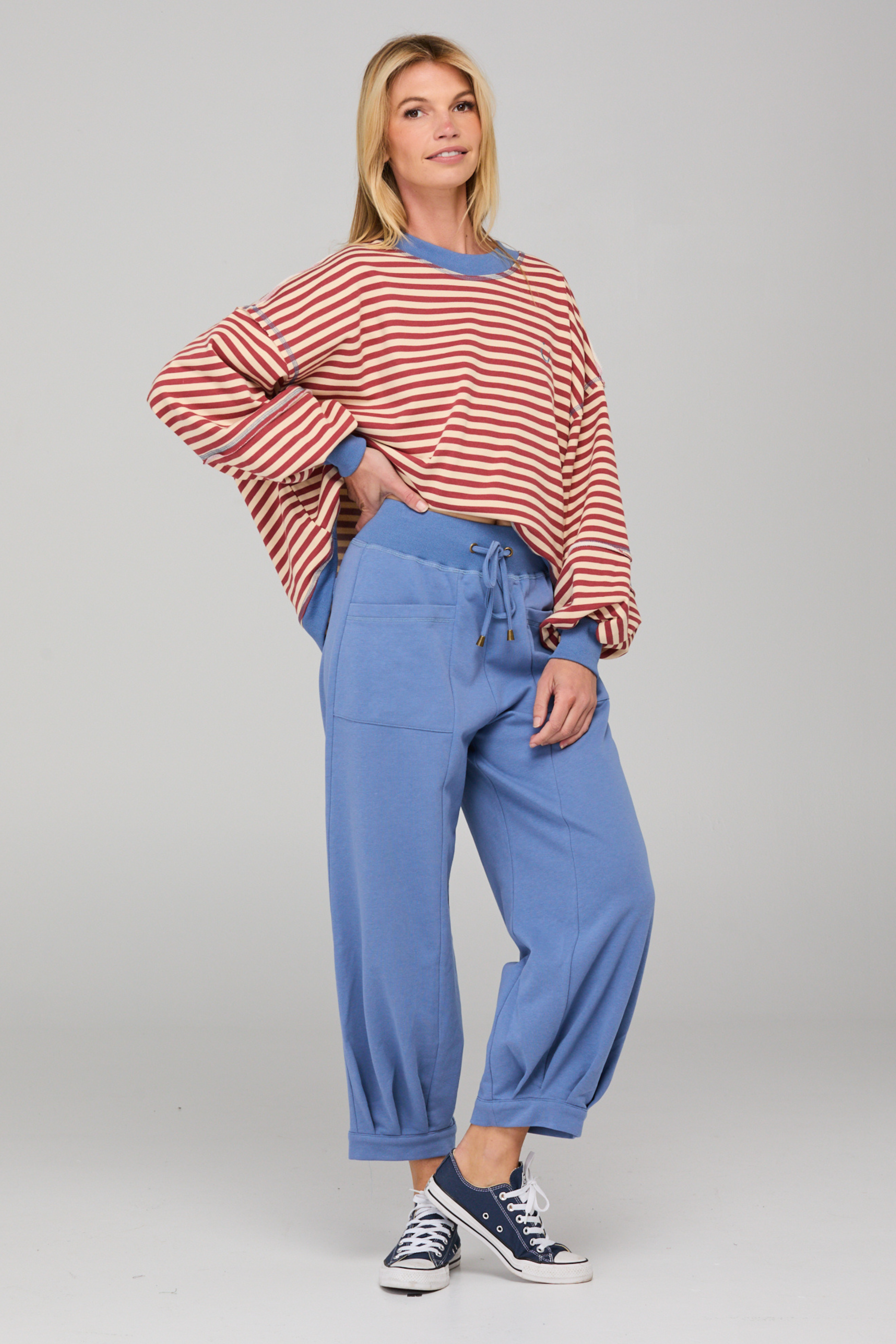 Guru Sweater - Washed Maroon Stripe