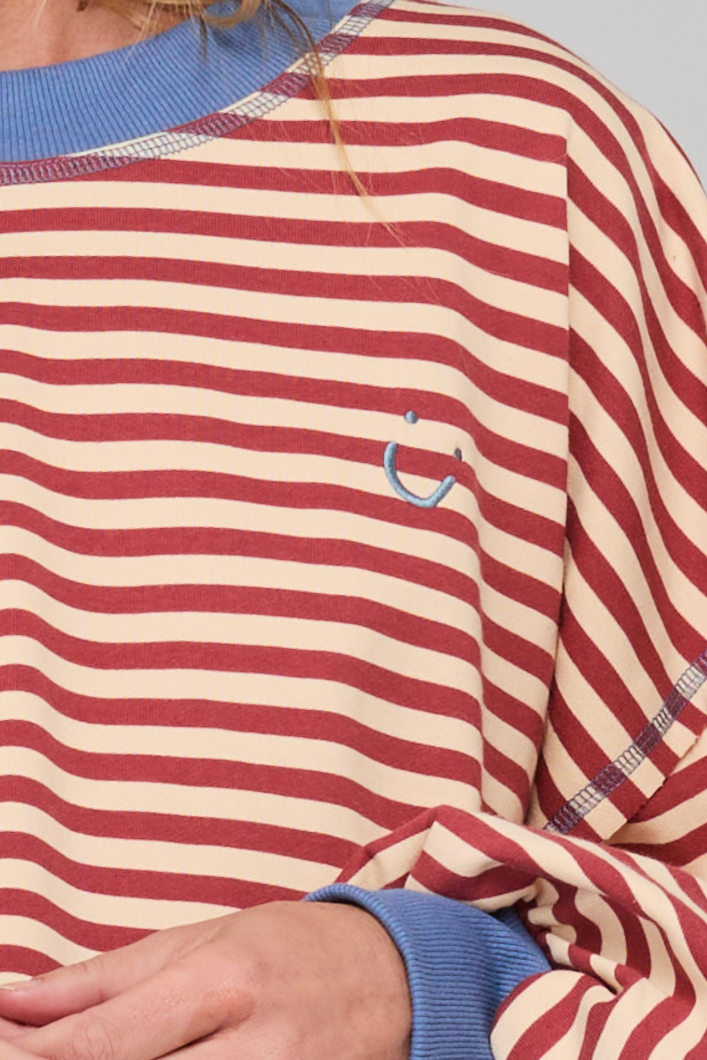 Guru Sweater - Washed Maroon Stripe