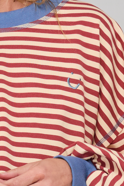 Guru Sweater - Washed Maroon Stripe