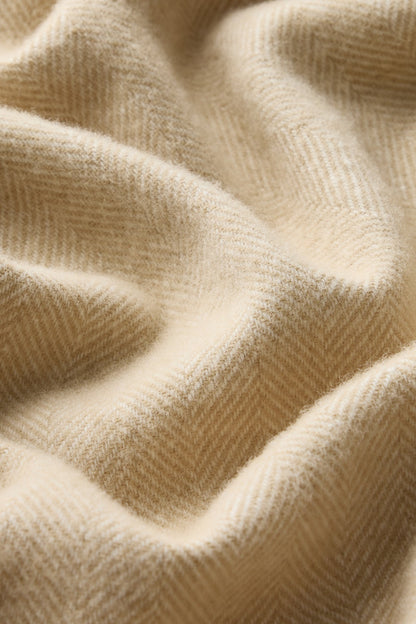 Wool Herringbone Throw - Sand