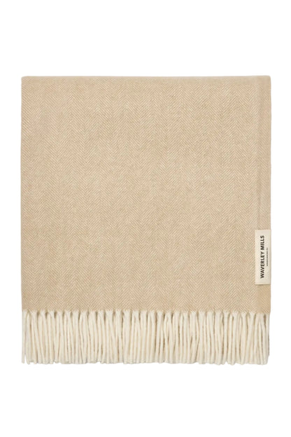 Wool Herringbone Throw - Sand