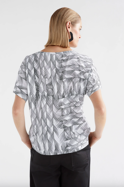 Elk Haki Short Sleeve Tshirt - White Line Print