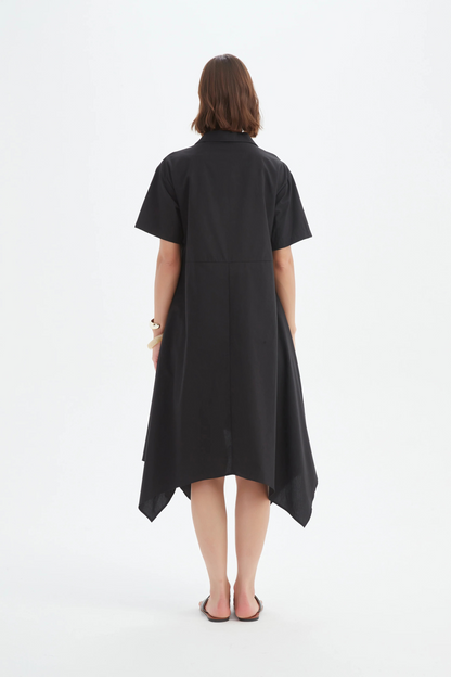 Hanky Hem Shirt Dress - Black