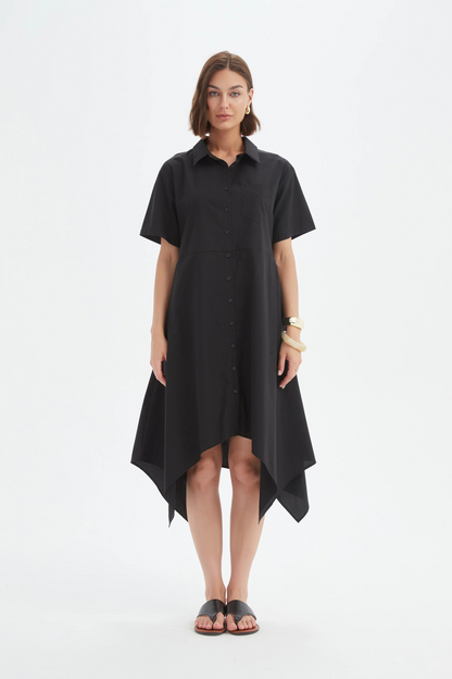 Hanky Hem Shirt Dress - Black