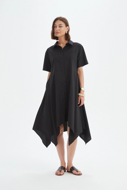 Hanky Hem Shirt Dress - Black