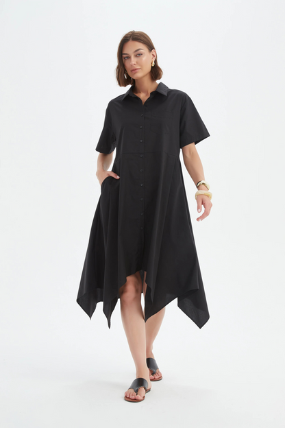 Hanky Hem Shirt Dress - Black