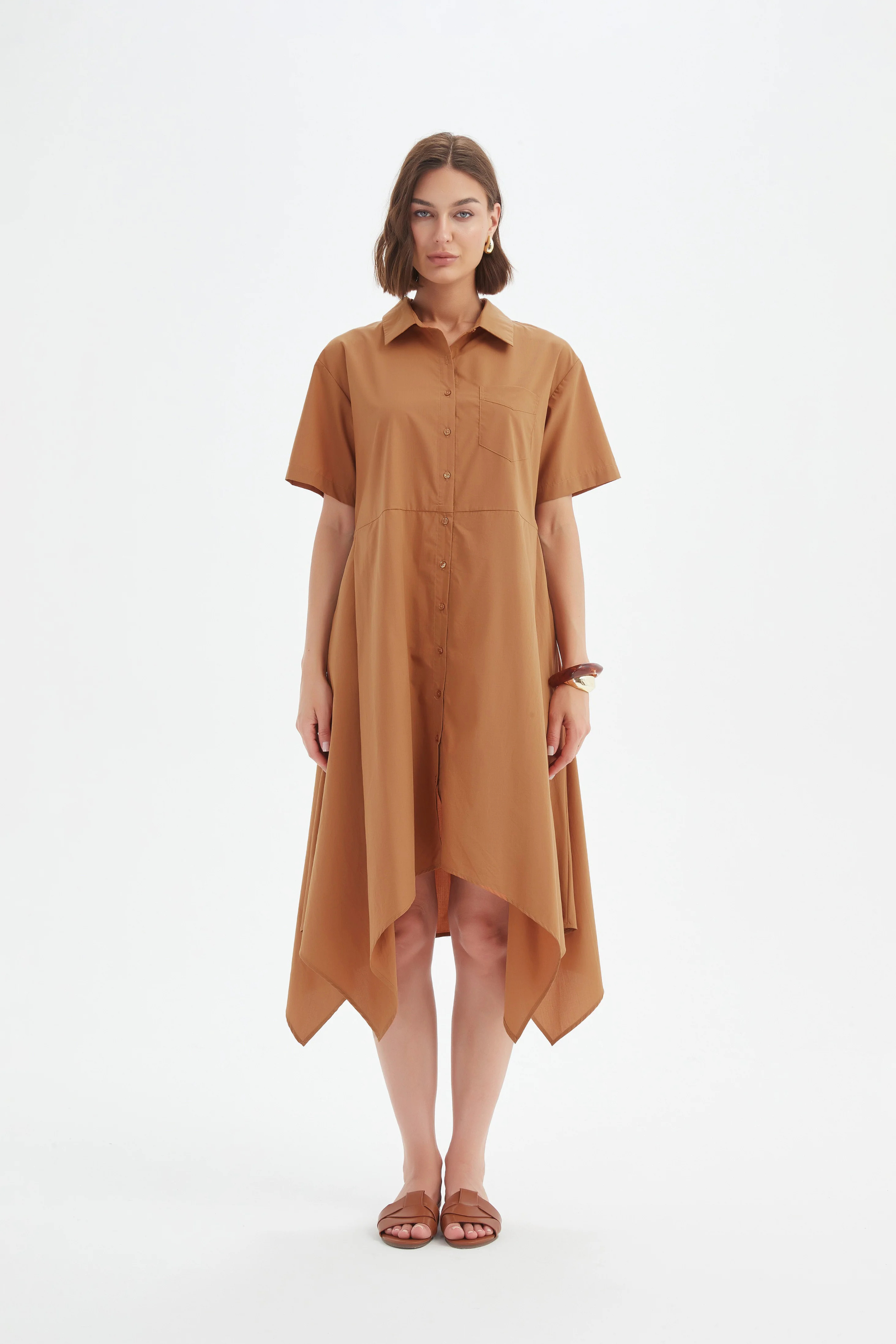 Hanky Hem Shirt Dress - Russet