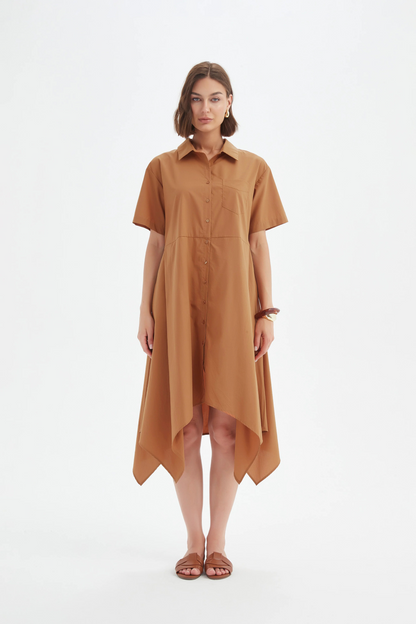 Hanky Hem Shirt Dress - Russet
