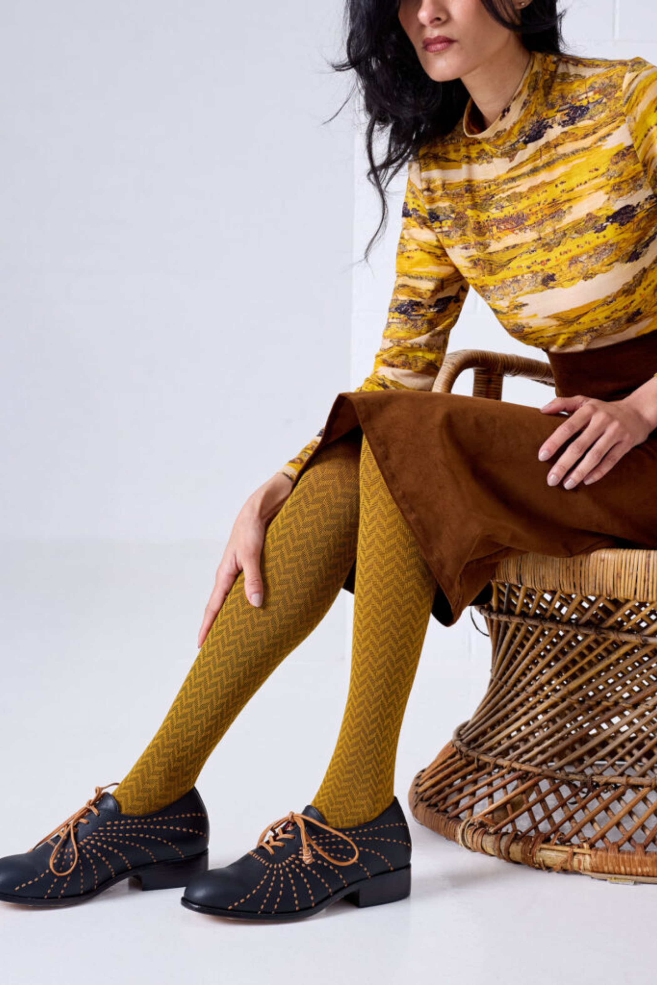 Herringbone Merino Wool Tights