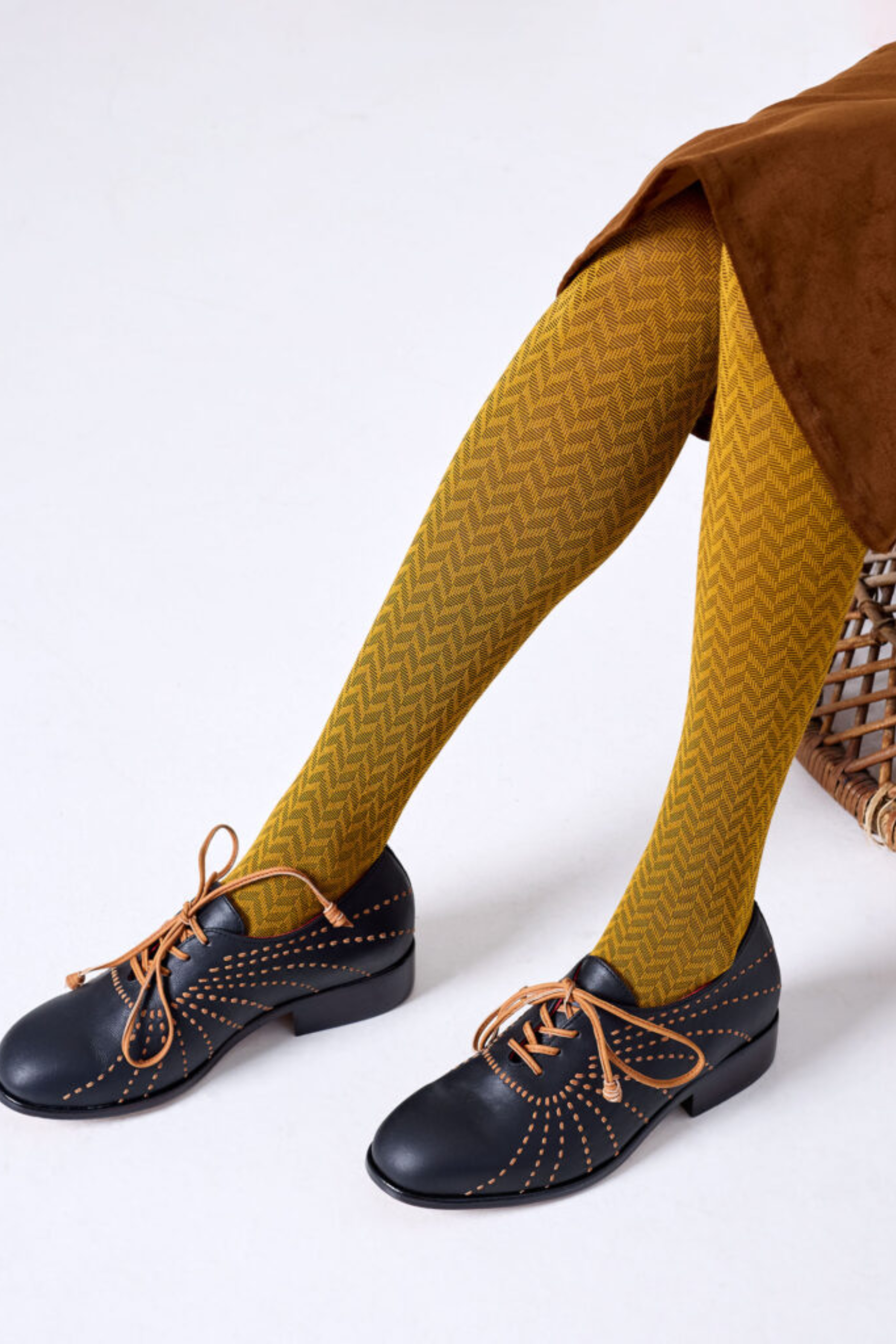 Herringbone Merino Wool Tights