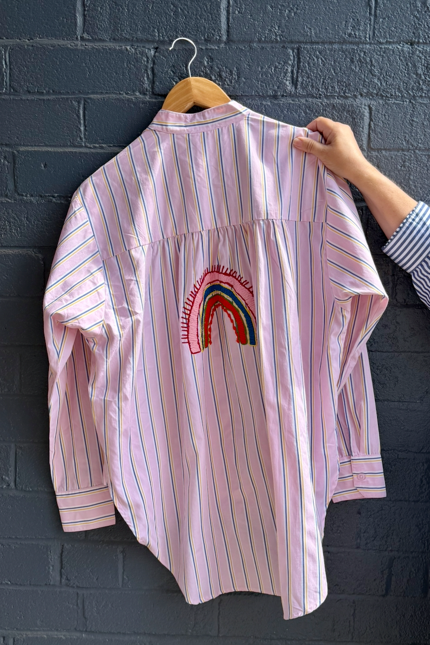 Zoda Cotton Shirt - Pink Rainbow