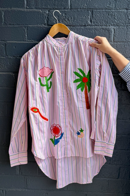 Zoda Cotton Shirt - Blue Rainbow