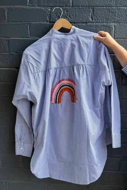 Zoda Cotton Shirt - Blue Rainbow