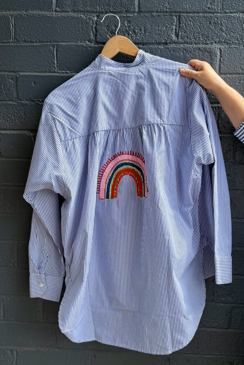 Zoda Cotton Shirt - Blue Rainbow