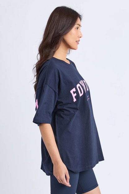 Foxwood Interval Tee - Navy/Neon Pink
