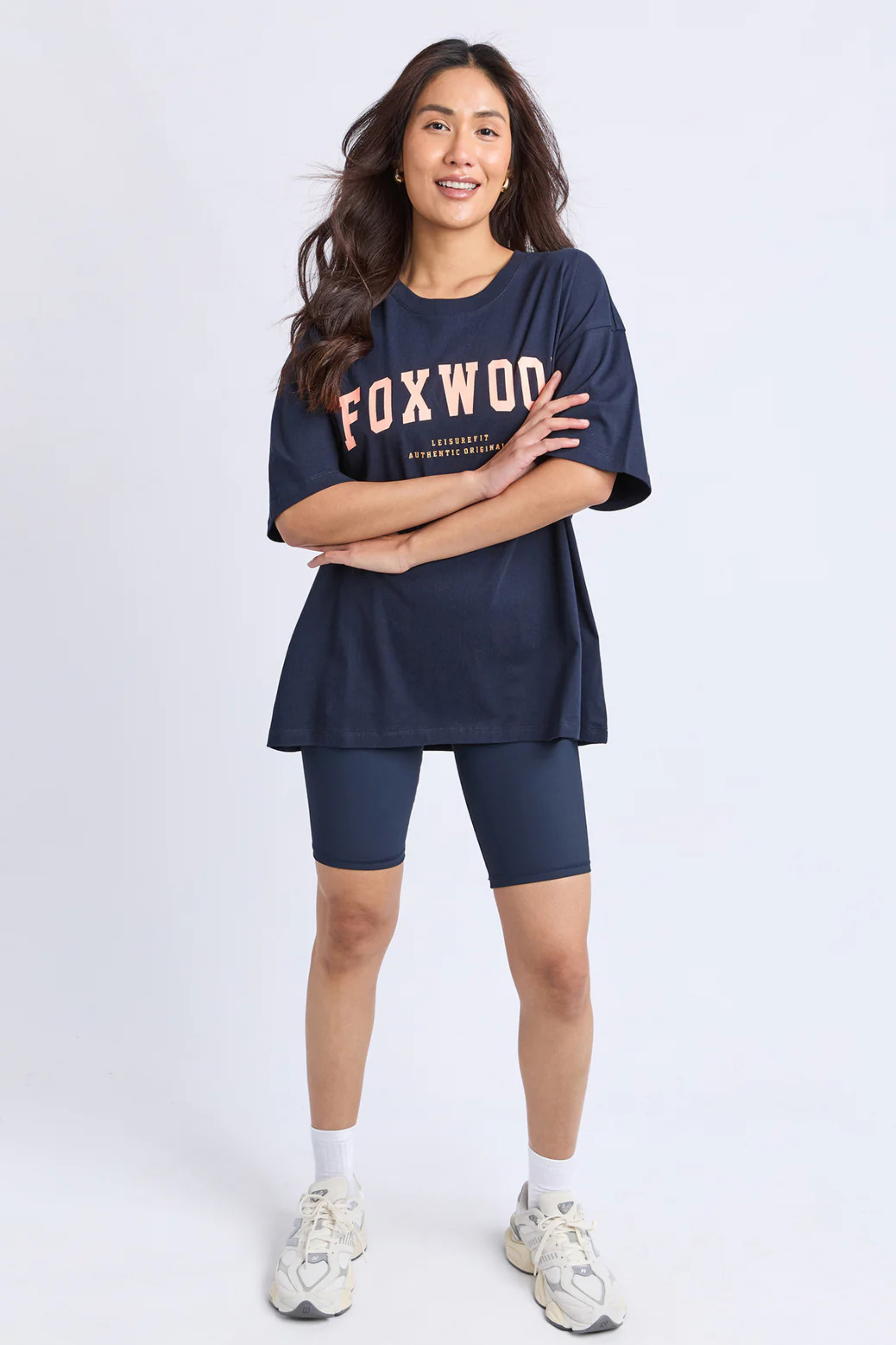 Foxwood Interval Tee - Navy/Peach