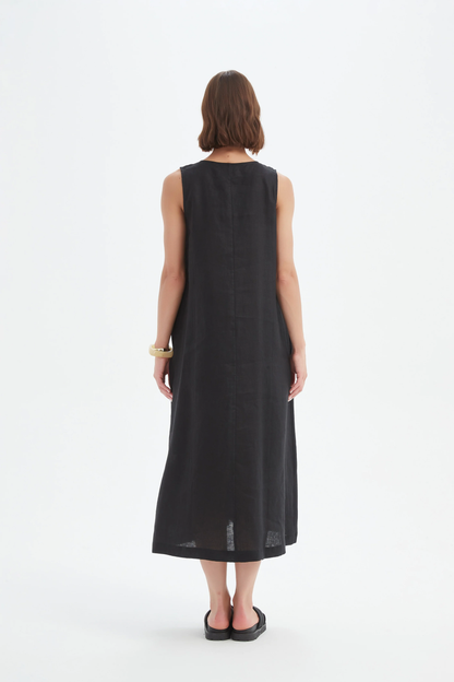 Inverted Pleat Dress - Black