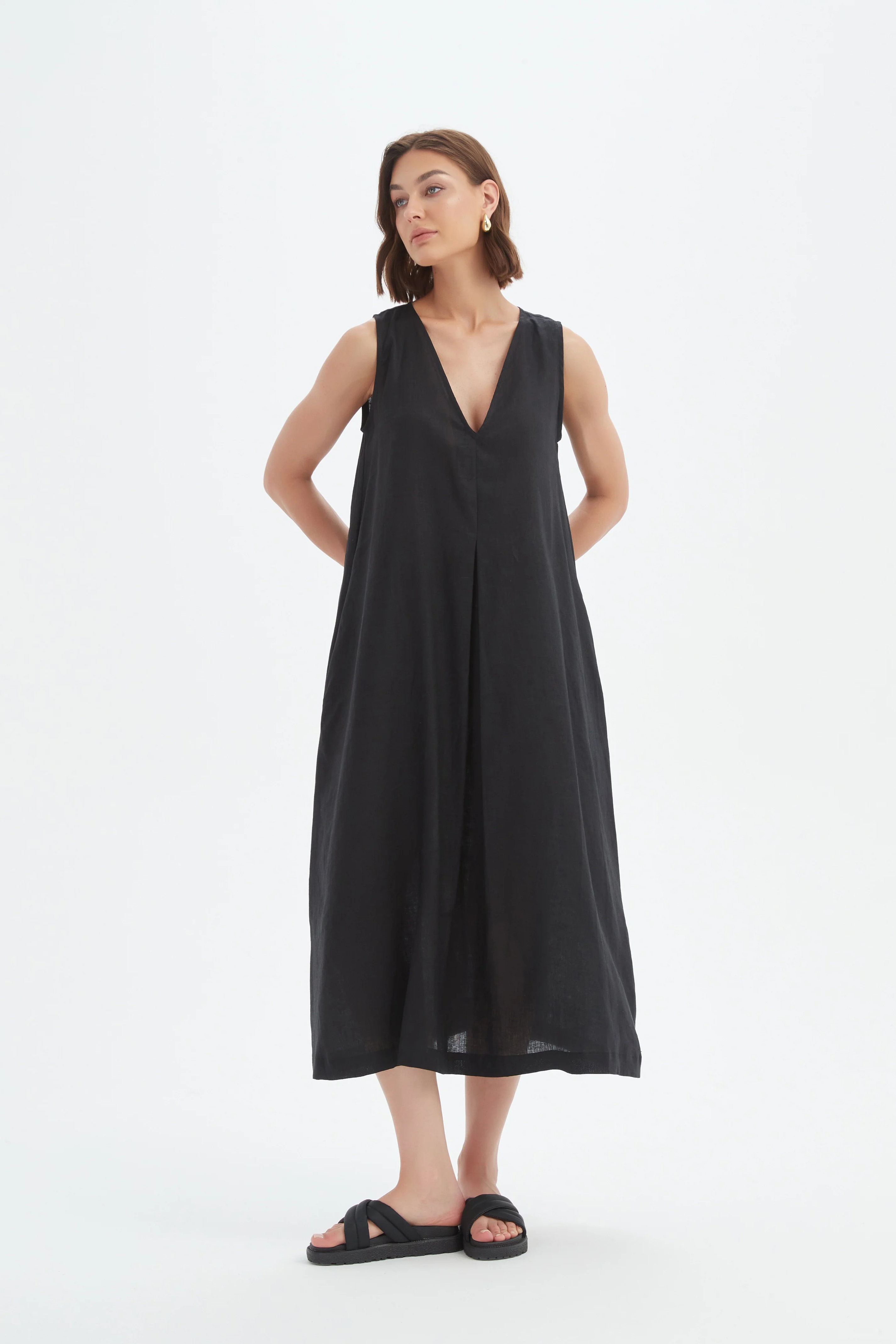 Inverted Pleat Dress - Black