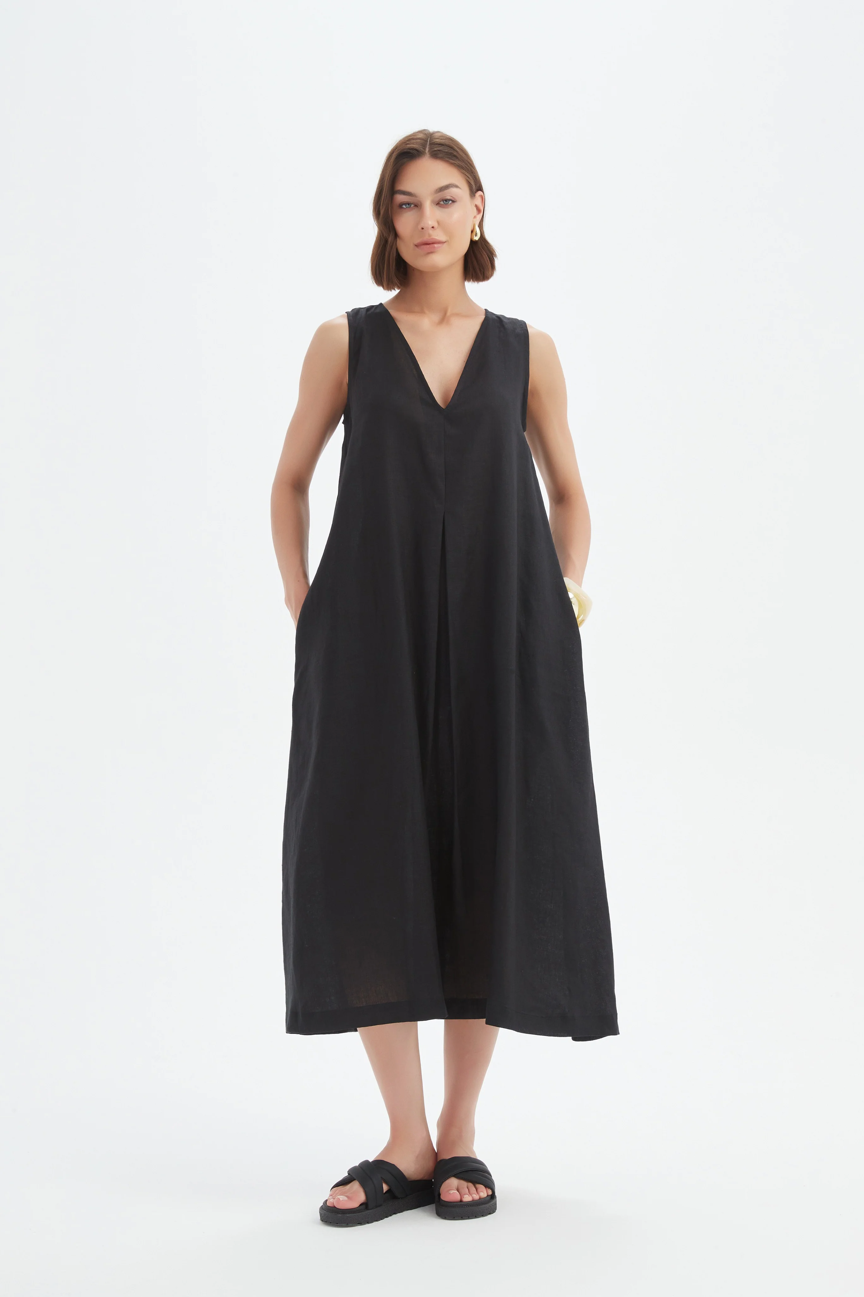 Inverted Pleat Dress - Black