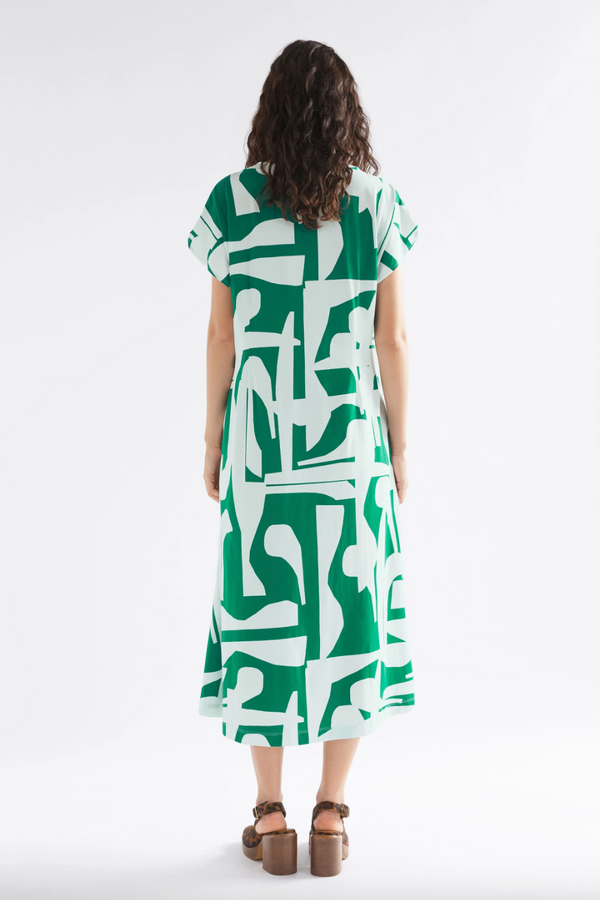 Joia Jersey Dress - Green Braque Print