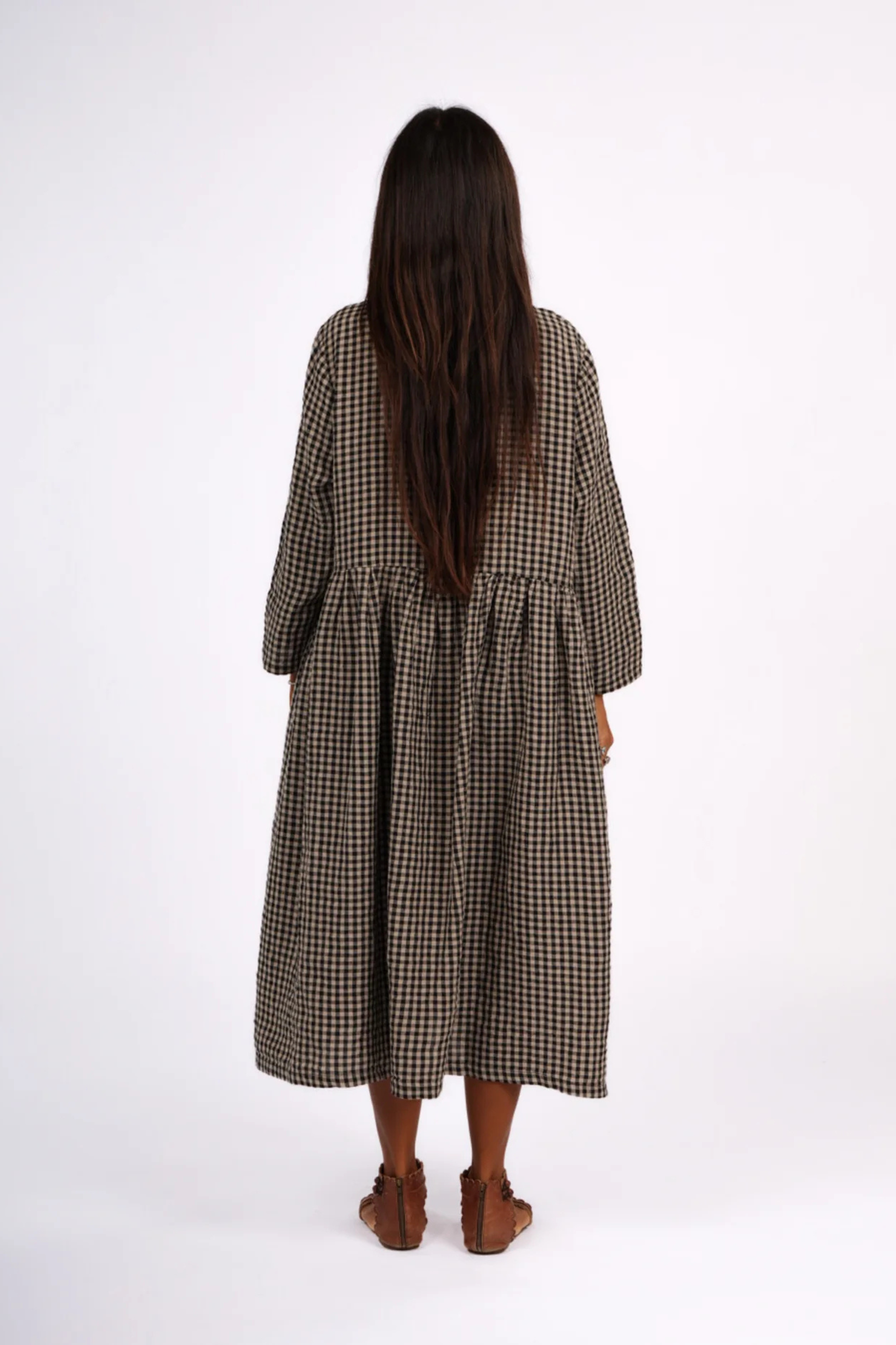 Journee Linen Dress - Black Gingham
