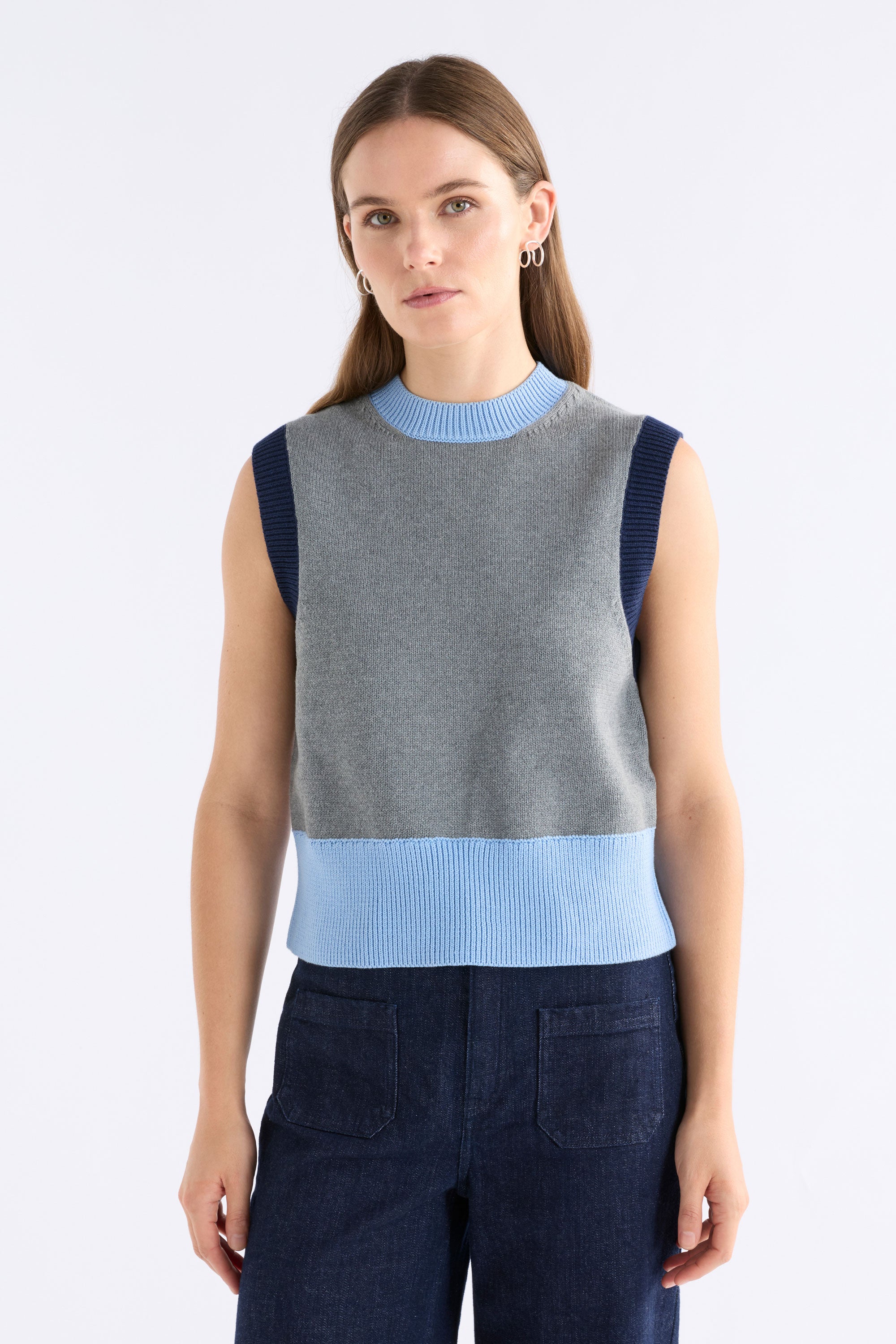 Elk Bolsa Knit Vest - Grey Marle