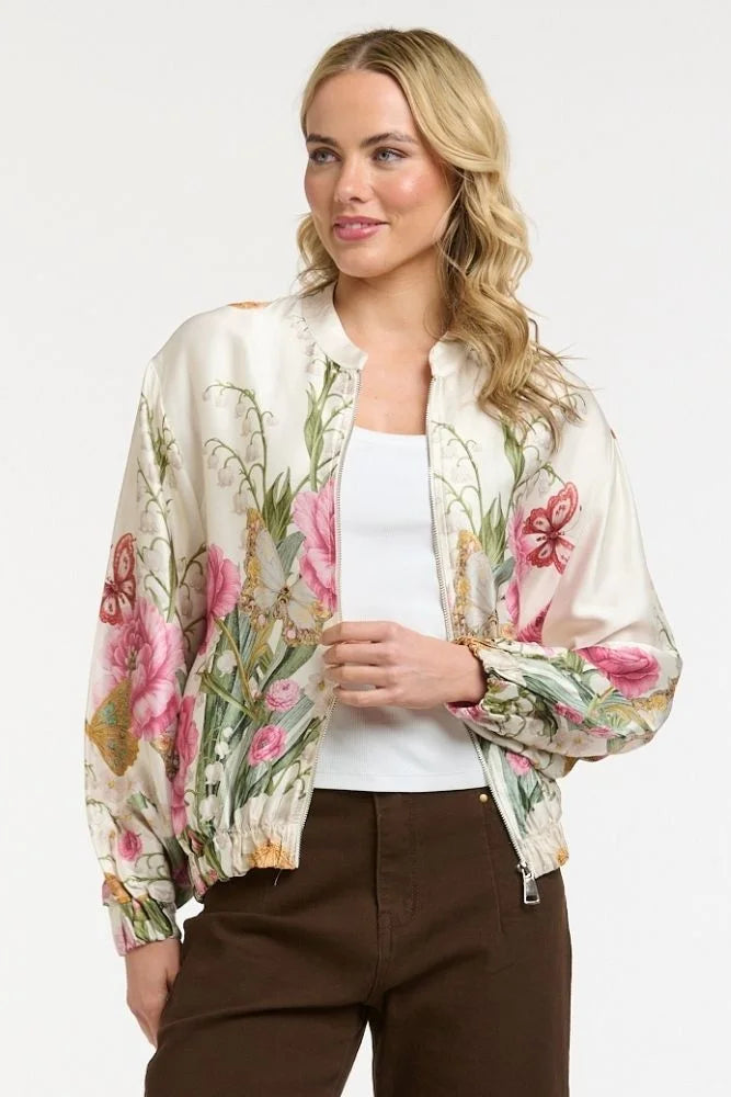 Beige Bomber - Floral