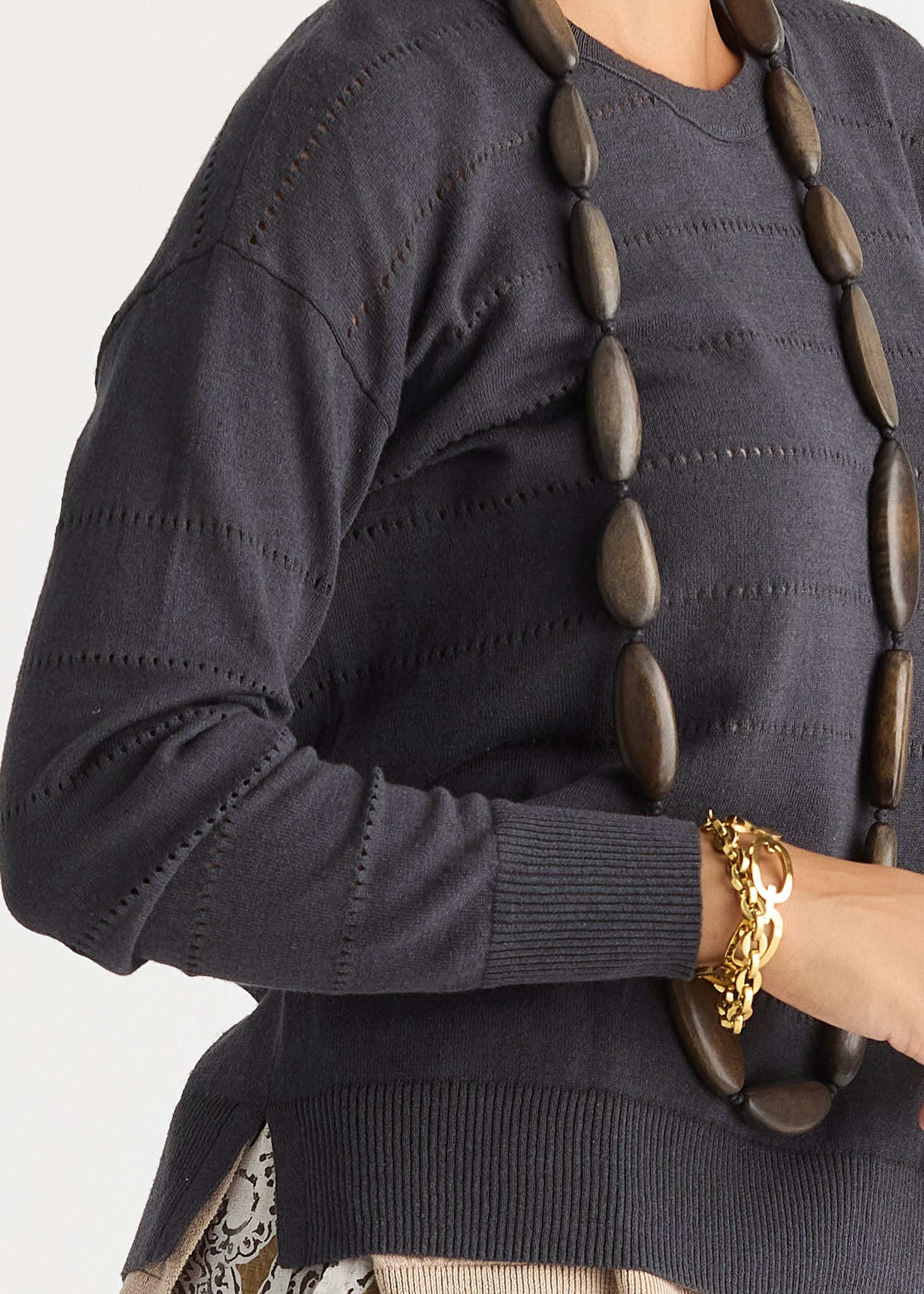 Textured Linen Jumper - Graphite