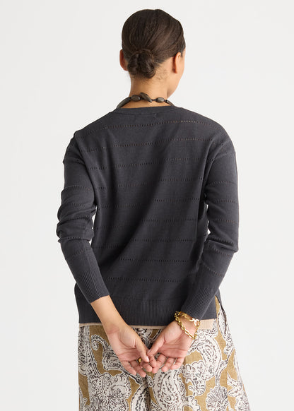 Textured Linen Jumper - Graphite