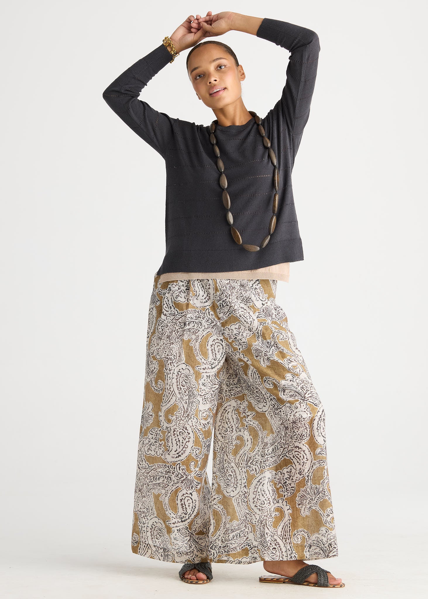 Textured Linen Jumper - Graphite