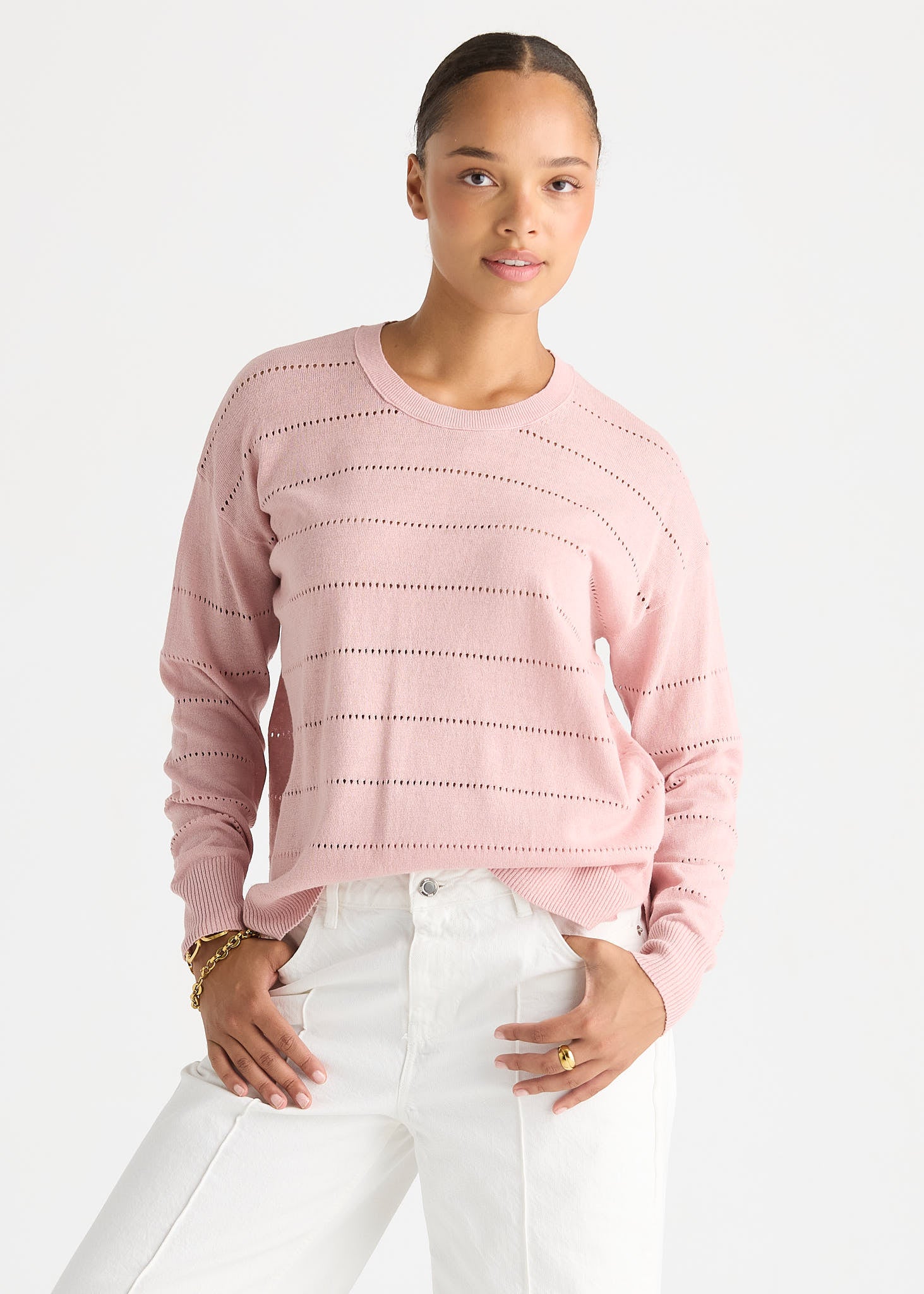Textured Linen Jumper - Rose