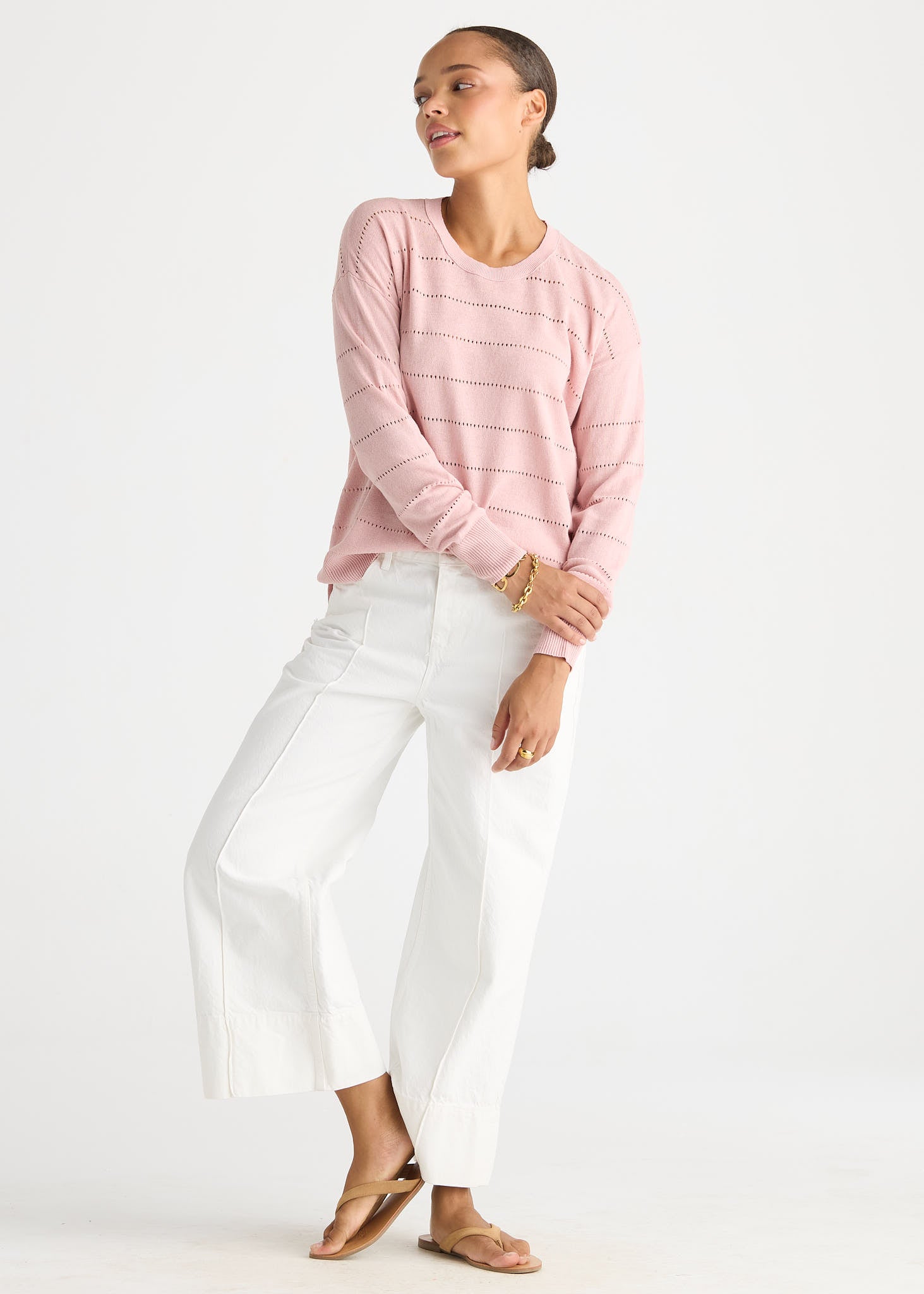 Textured Linen Jumper - Rose