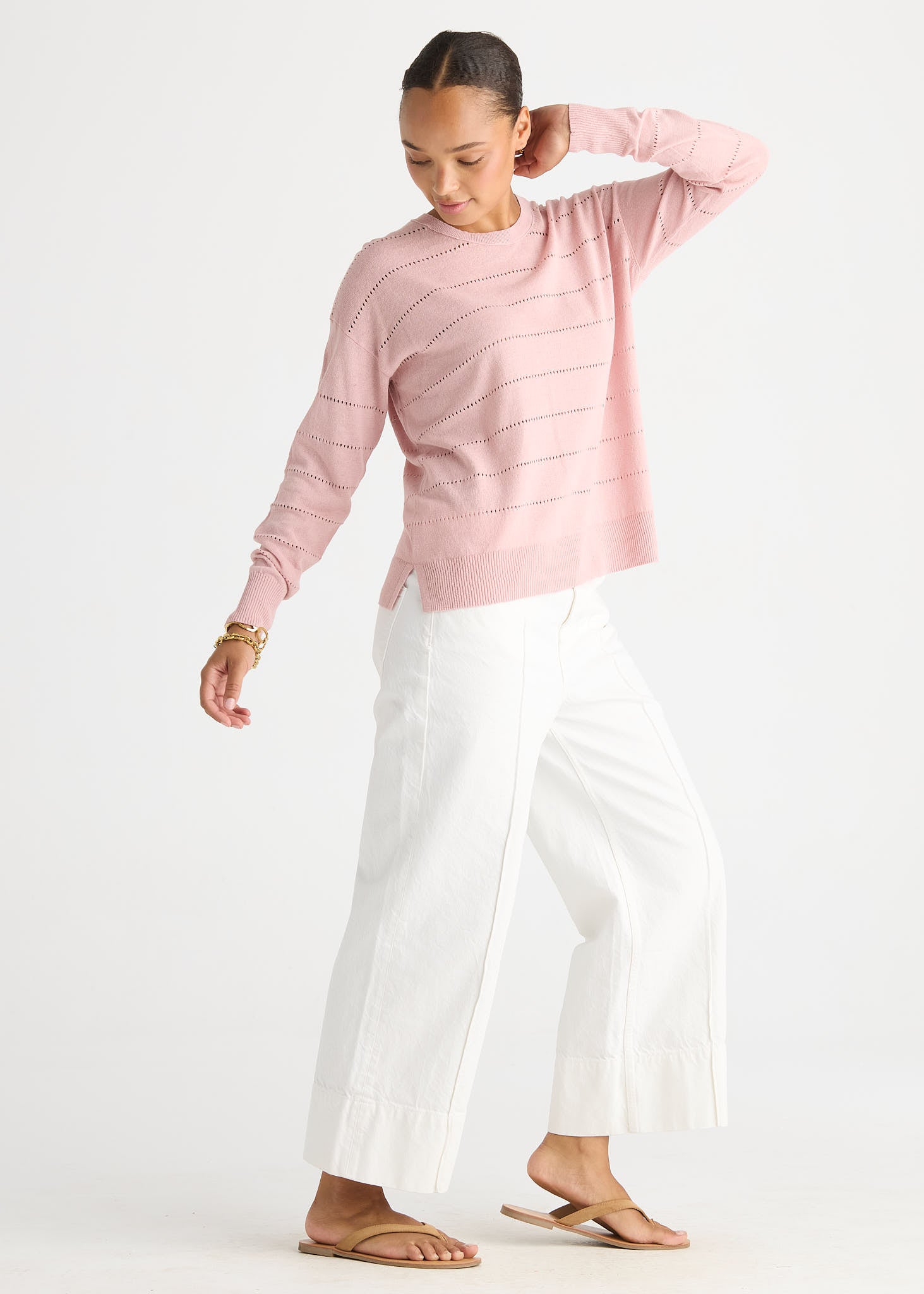 Textured Linen Jumper - Rose