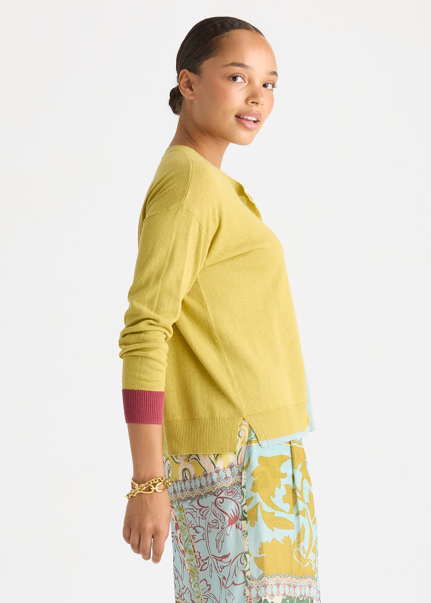 Colour Block Cardi - Acacia