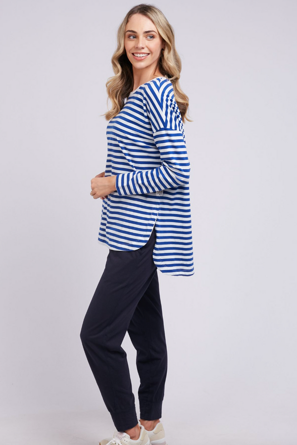 Lauren L/S Tee - Cob/Wh Stripe