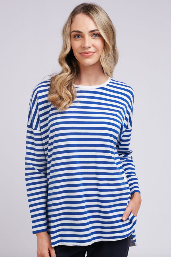 Lauren L/S Tee - Cob/Wh Stripe