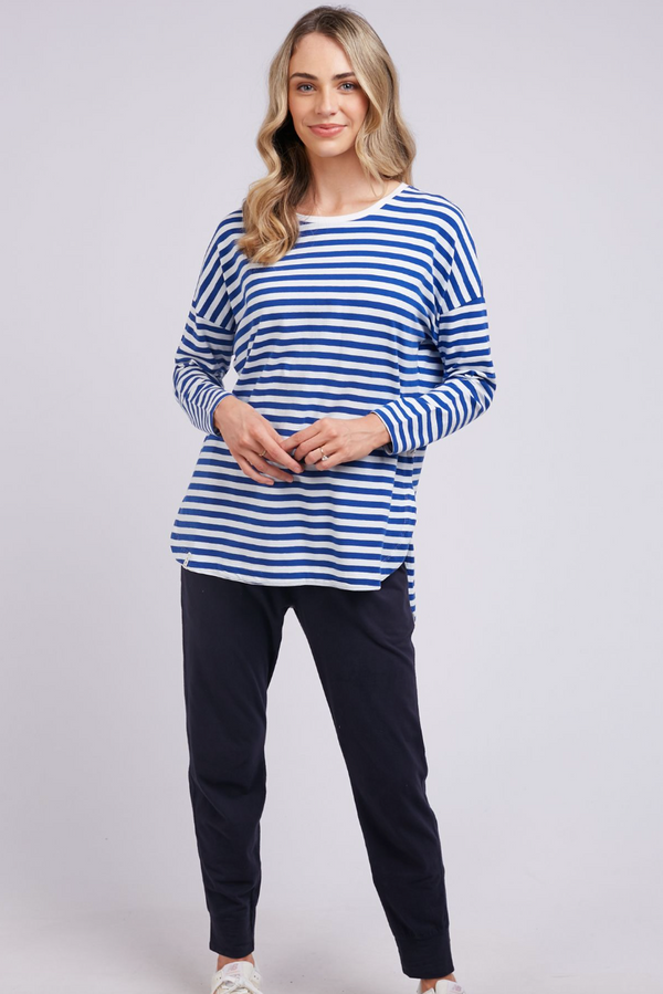 Lauren L/S Tee - Cob/Wh Stripe
