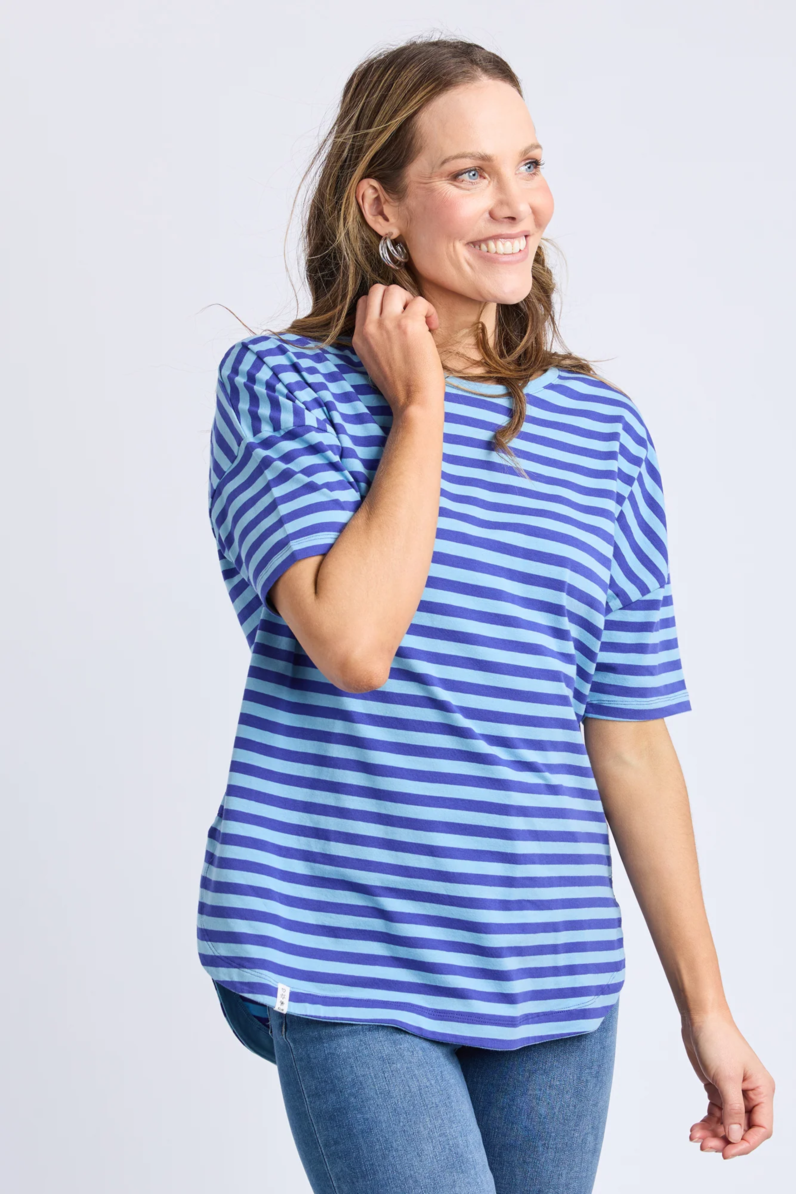 Lauren S/S Tee - Ocean Blue/Blue Stripe