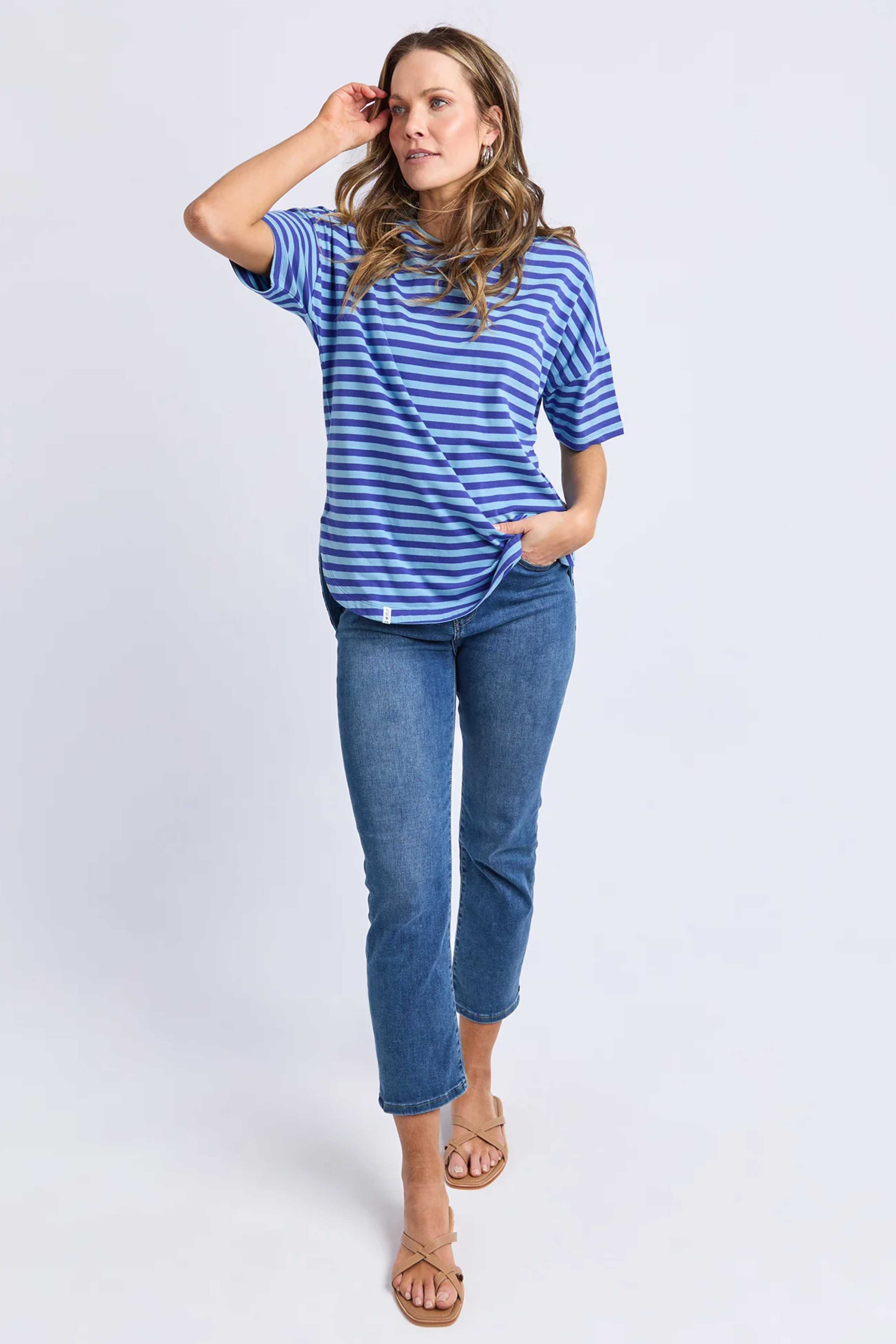 Lauren S/S Tee - Ocean Blue/Blue Stripe
