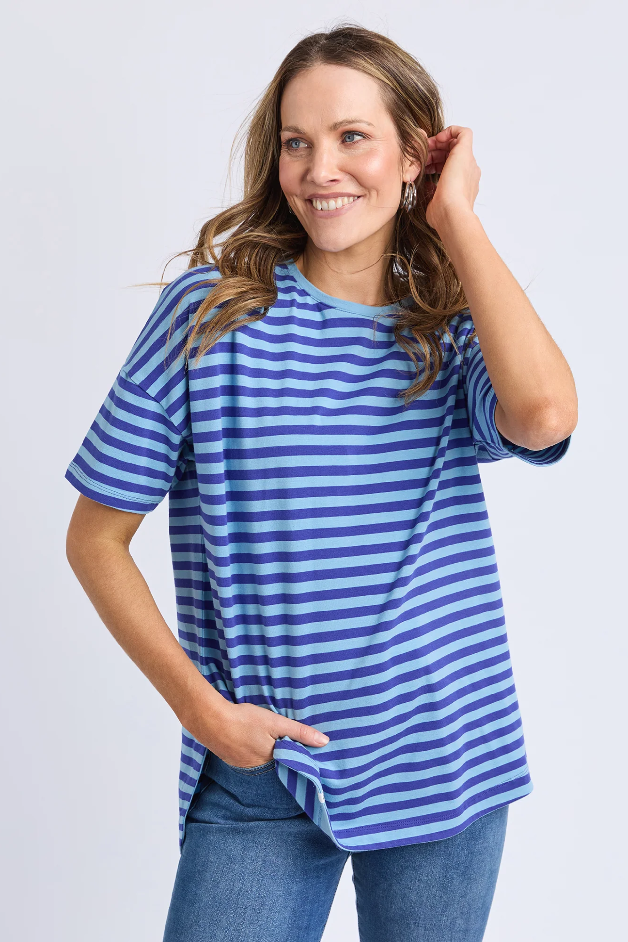 Lauren S/S Tee - Ocean Blue/Blue Stripe