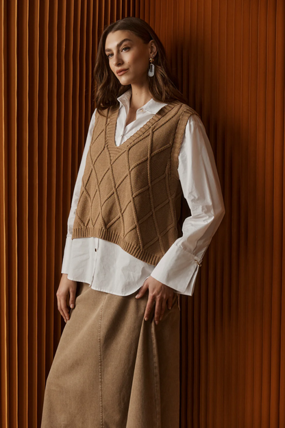 Liora Knit Vest - Mocha
