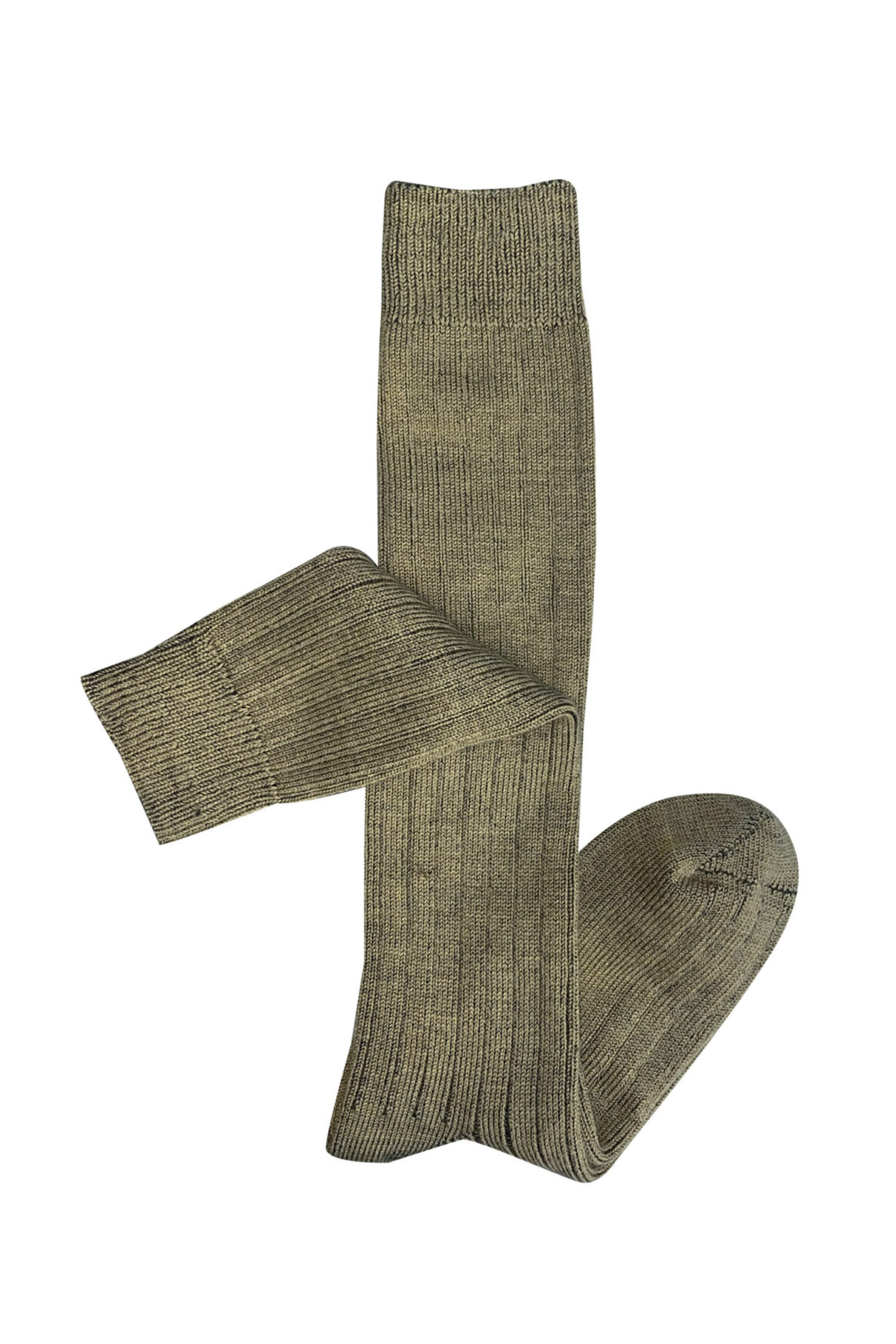 Long Rib Merino Socks - Khaki