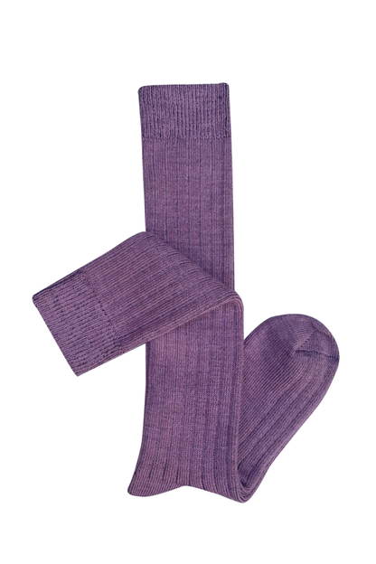 Long Rib Wool Socks - Mauve