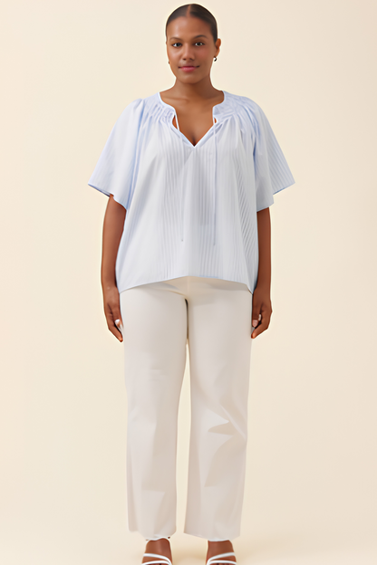 Lyndell Shirred Top - Light Blue