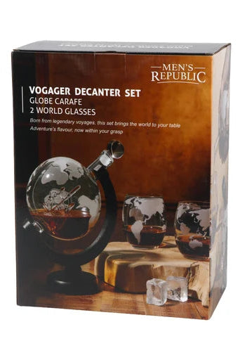 Globe Whiskey Decanter - 2 Glasses