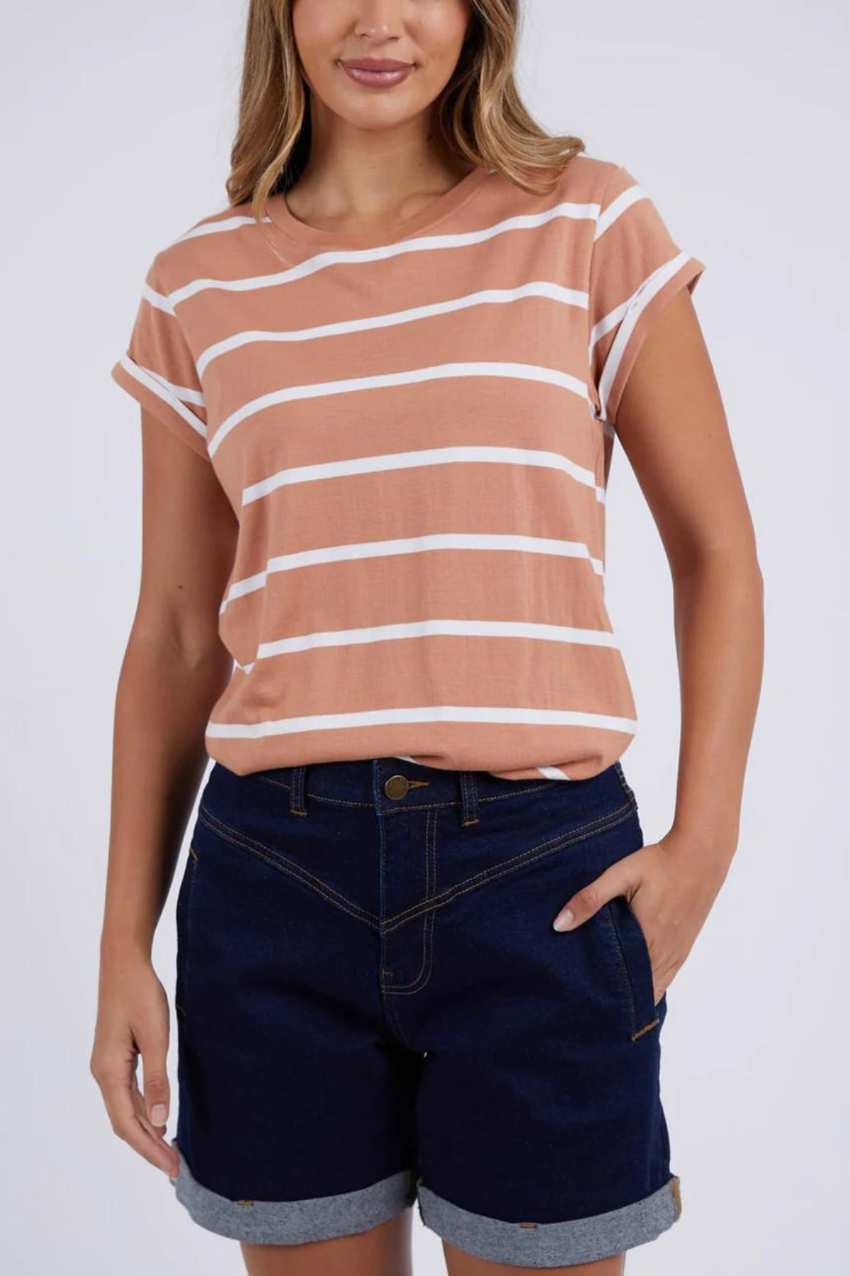 Foxwood Manly Stripe Tee - Clay