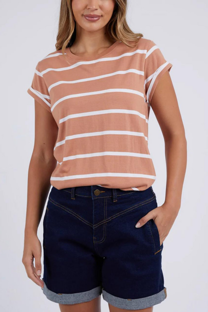 Foxwood Manly Stripe Tee - Clay