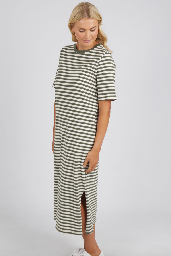 Merry Tee Dress - Clover/Pearl Stripe